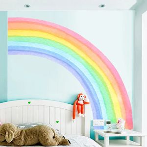 Adesivos de parede arco-íris grande, decoração de casa, sala de estar, quarto infantil, autoadesivo, pvc, grafite