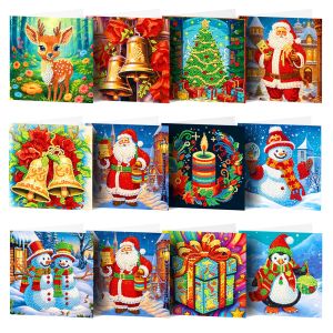 Stitch New Christmas card DIY diamond painting card Santa Claus greeting card cross diamond Mosaic embroidery painting blessing carts