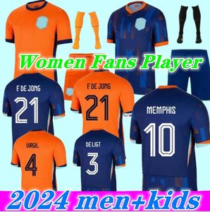 24 25 Hollanda Memphis Futbol Forması 2024 Holland Club Jersey de Jong Virgil Dumfries Bergvijn Klaassen Blind De Ligt Çocuk Erkek Kadın Kadın Hayranlar Oyuncu Futbol Gömlek