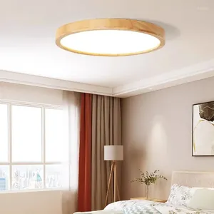 Deckenleuchten Nordic Ultradünne LED Holz für Wohnzimmer Schlafzimmer Lampe Holzbefestigung Moderner Acryl Lampenschirm