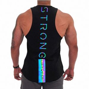 luminous Gyms Clothing Mens Bodybuilding reflective Tank Top Cott Sleevel Vest Sweatshirt Fitn Workout Sportswear Tops b0MJ#