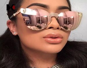 Sonnenbrille 2021 Vintage Brand Design sexy Lady Gothic Cat Eye Frauen Männer Metallschädel Rosegold Sonnenbrille für weiblich 5296829