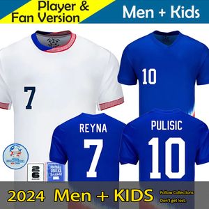 Usas Soccer Jerseys 2024 2025 Copa America Uswnt Woman Kids Kit usmnt 24/25 Home Away Football Shirts Men Player 2024 Pulisic Smith Morgan Balogun Plus Size 4xl