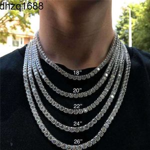 3mm 4mm 5mm Iced Out Necklace Chain 18K Gold Pated One Row Tennis Chain för Hip Hop Jewelry