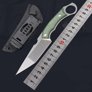 High Quality Straight Knife Fixed Blade Knife 14C28N Blade Micarta Handle Outdoor Survival Straight Hunting Knife & K Sheath