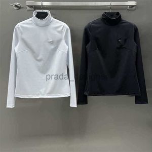 Kadın Hoodies Sweatshirts Tasarımcısı 24SS Erken Bahar Yeni Basit ve Çok Yönlü Üçgen Dekorasyon Geri fermuar Tasarım Yüksek Boyun Alt Üstü