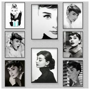 Stitch svartvit audrey hepburn porträtt diy diamantmålning hela runda/fyrkantiga borrar smycken korsstygn mosaik konst väggdekor