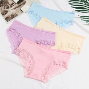 Women's Panties 1 Pcs Set Sweet Lace Female Underwear Hollow Out Sexy Lingerie Soft Silk Satin Briefs Cozy Woman Underpants