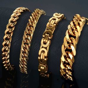 Chain Mens 316L stainless steel mens bracelet wholesale brass gold silver bracelet bulky Cuban chain bracelet 24325