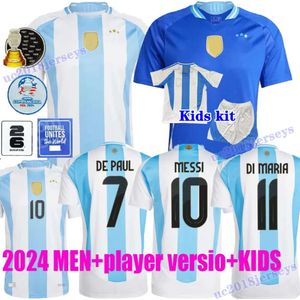 S-4XL Argentinas Futbol Forması 2024 Copa America Kupası Camisetas Çocuk Kiti 2025 Milli Takım 24/25 Evde Futbol Gömlek Oyuncusu Di Maria Lautaro