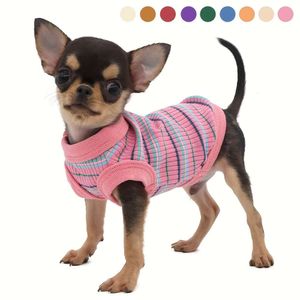 Elegante gilet per cani a costine in cotone rosa - Pullover facile, tessuto in maglia traspirante, ideale per razze di piccole dimensioni/giocattolo