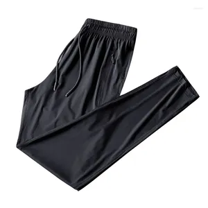 Męskie spodnie koreańskie mody mężczyźni swobodni luźne talia pełne spodnie lodowe fajne siatkę super duże cienkie elastyczne elastyczne plus 9xl