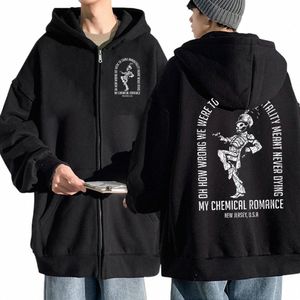 My Chemical Romance Zipper Felpa con cappuccio The Black Parade Rock Band Felpa da uomo Lg Manica con cappuccio Hip Hop Goth Punk Giacca Cappotto q8a6 #