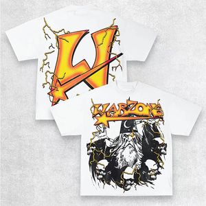 Y2K T SHIRT Mężczyźni przesadzają Gothic Graphic Print Harajuku Punk Streetwear Bawełniany okrąg