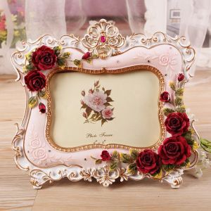 Frame Photo Frame Cute garden rose beauty resin Creative Home Decoration Wedding Photo frame birthday gift wholesale FG1337