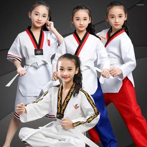 Giyim Setleri Çocukların Yetişkin Uzun kollu kısa kollu pamuklu Erkek ve Kadın İlkbahar Yaz Taekwondo Dövüş Eğitim Giysileri Üniformaları