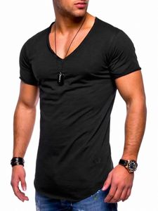 T-shirt da uomo Explosi Models Large Size Scollo a V Stretch Tinta unita Manica corta Camicia base per giovani Gilet diretto in fabbrica 26ux #