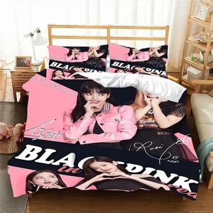 Bettwäsche-Sets B-Schwarz-Rosa-Muster, Bettbezug, Kissenbezug, zwei- oder dreiteiliges Set, mehrere Größen, Bettdecke