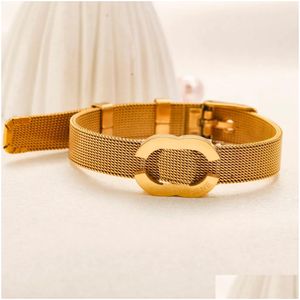 Bangle 18K Gold Plated Designer Bracelets Jewelry High Quality Love Gift For Women 925 Sier New Stainless Steel Never Fading Heart Bra Dho1A