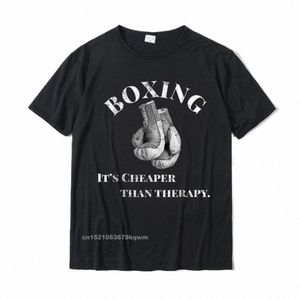 funny Boxing T Shirt Cheaper Than Therapy New Design Mens Top T-Shirts Cott Tops & Tees Printed On t4dd#