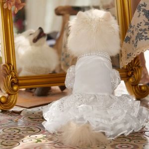 Sukienki Różne luksusowa sukienka ślubna Princess Pet Dog Sukienka dla kota Puppy Spódnica Pet Tutu Spódnica Kostium panny młodej Zapasy XS do XL