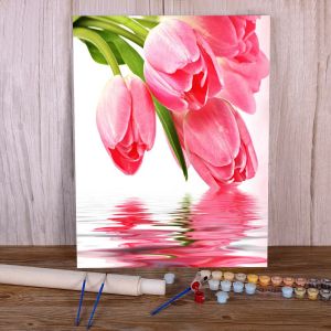 Liczba Tulips Flower Malowanie DIY według liczb Pakiet Farby akrylowe 50*70 Malarstwo olejne ręcznie robione dla dzieci sztuka rękodzieła