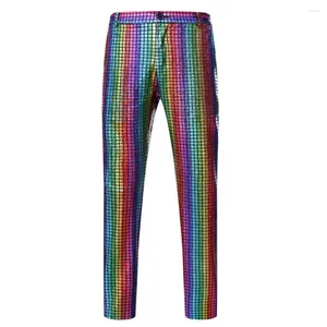 Men's Pants Men Solid Sequin Disco Stylish Nightclub Trousers For Dj Stage Performances 70s Dance Parties Colorful