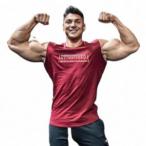 Mens Bodybuilding Compri ärmskjorta Nya sommar gym Vest Fitn klädstäder Tank Toppar Cott Muskel under tröja 88TG#