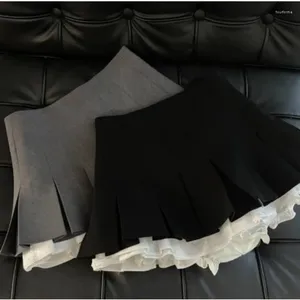 Kjolar japansk college stil veckade kvinnor hösten 2024 vinter all-matchande mini kvinnlig hög midja a-linje svart kjol