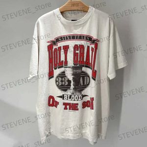 T-shirt maschile Saint Michael American Style American Stampa a due lati Vintage Short Slve High Strt Fashion Men Women 1 1 magliette grafiche T240325
