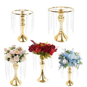 Vasos 1 PCS Vaso de Ouro Casamento Central Mesa Decorações Flor Titular Stand Casamento Banquete Festa Decoração Desktop Arranjo de Flores