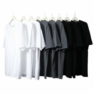 Sommar 100% Cott Short Sleeve T-shirt Men Daglig casual Loose O-Neck Tops Tees M-3XL O0E0#