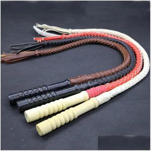 Whips Crops 1 Pcs Riding Corps Equestrian Training Hand Made Braided Horse Equipment Leather Wood Handle Drop Delivery Sports Outdoors Ot6W8