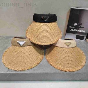 Visors Designer Nowy odwrócony trójkąt otwarty czapka słoma Summer Big Brim bezgłowy Słońce Słońce Women's Vacation Beach 2DCP