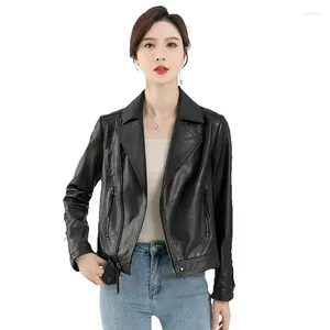 Women's Leather Spring Motorcycle Slim Fit Jacket High Grade Cotton Sheepskin Genuine Coat Short