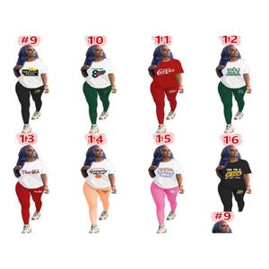 Kvinnors spårdräkter Kvinnor Kort ärmbyxor Suits 2022 Fall Printed T -shirt Tvådelt jogger set Fashion Casual kläder 16 Colors8997 DHWRS