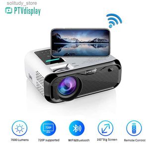 Inne akcesoria projektorowe Ptvdisplay E500H Portable Projector Film wideo wideo 4K Full HD 7000lumens Android 9.0 dla projektów telewizyjnych i kina domowego Q240322