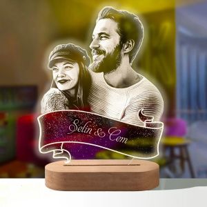 Quadro personalizado 3d foto lâmpada moldura de imagem personalizada e texto dia dos namorados aniversário de casamento 3d night light presentes