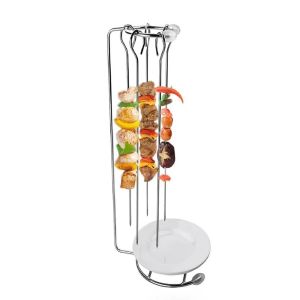 Grills Premium Stainless Steel BBQ Skewers Needle with Display Rack Holder Set for Grilling Kebabs Meat Vegetables