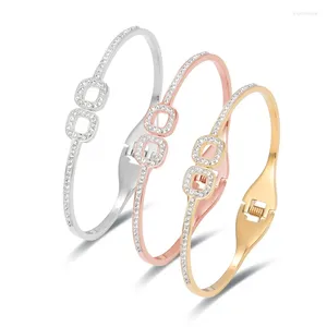 Bracciale FYSARA gioielli di marca zircone braccialetti donna in cristallo pieno acciaio al titanio regalo per amante del braccialetto di grande qualità