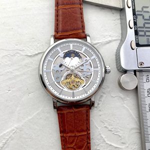 Luksusowa marka męskie zegarki księżyc faza moda mężczyźni designerski zegarek oryginalny skórzany pasek mechaniczny automatyczny ruch 44 mm złote zegarki na męski prezent świąteczny