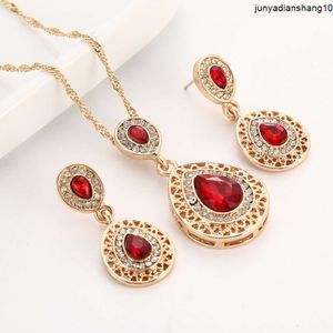 Crystal droplet shaped necklace earring set bride jewelry set accessories for women