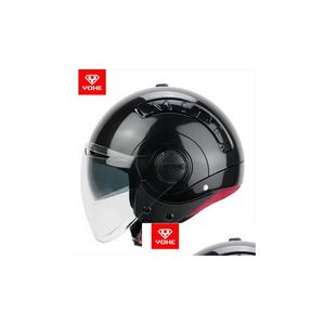 Motorcycle Helmets New Summer Yohe Double Lenses Half Face Helmet Young Men And Women Fashion Mini Electric Bicycle Made Of Drop Deliv Otot6