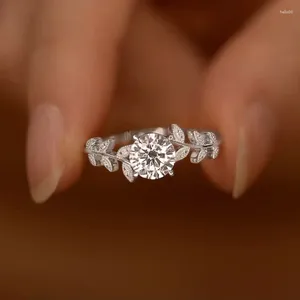 Anéis de casamento huitan design de folha requintado zircônia cúbica para mulheres cor prata/ouro luxo na moda acessório jóias