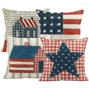 Caso de travesseiro bandeira americana patriótica capa conjunto almofada do dia da independência para sofá sofá 4pcs vintage
