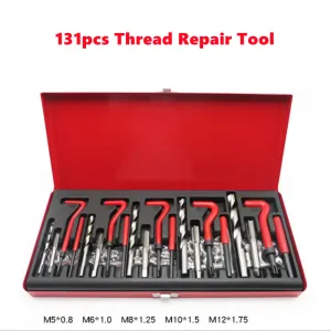 Draadtap 75/131pcs Thread Repair Kit M3 M4 M5 M6 M8 M10 M12 M14 Screw Thread Inserts for Restoring Damaged Threads Repair Tools Drill Bit