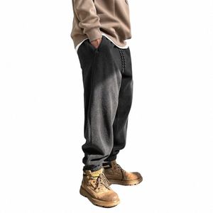 Outono inverno sweatpants coreano streetwear grosso velo jogging calças na moda hip hop esporte calças casuais dos homens joggers calças k06r #