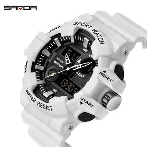 SANDA MEN Watches White G Style Sport Watch LED Digital Waterproof Casual Watch S wstrząs Mężczyzna Zegar Relogios Masculino Watch Man x0205b