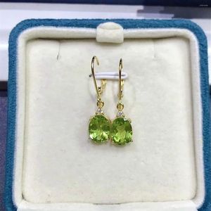 Dangle Earrings Natural Perdiot 7mm 9mm Simple Peridot Silver Drop Solid 925 Jewelry Gift For Woman