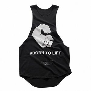Homens Bodybuilding Tank Top Gym Fitn Cott Sleevel Camisa Crossfit Treinamento Roupas Stringer Singlet Masculino Casual Impressão Colete S1xj #